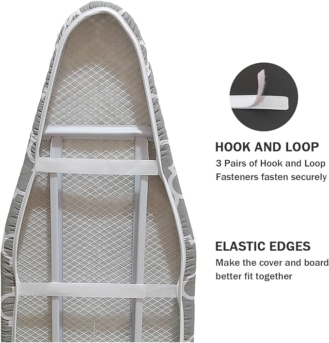 Ironing Board Cover and Pad Standard Size 15" x 54", 3 Pairs of Hook and Loop - Image 4