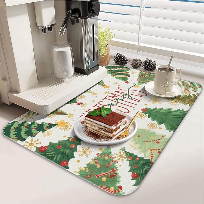 Christmas Dish Drying Mat for Kitchen Counter 2 Pack - Image 3