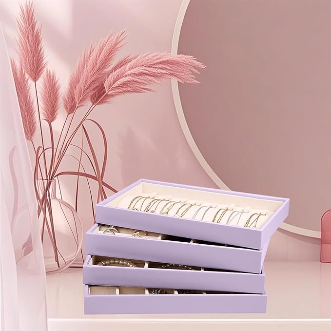LANDICI Stackable Jewelry Organizer Trays 4 Set, PU Leather Jewelry Organizer - Image 7
