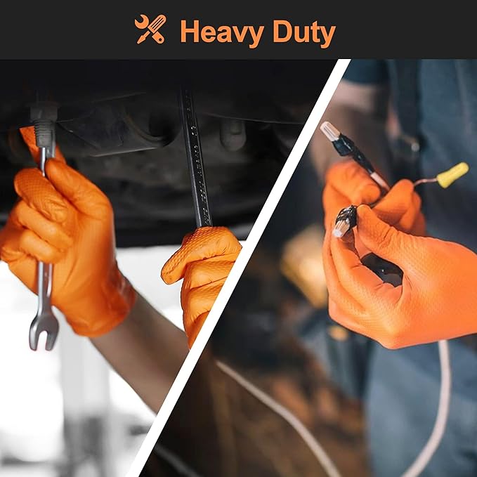 TitanFlex Heavy Duty Orange Industrial Nitrile Gloves - Image 9