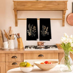 Boho Vintage Botanical Kitchen Towels Set of 2, Rustic Elegant Floral Dish Tea - Image 2