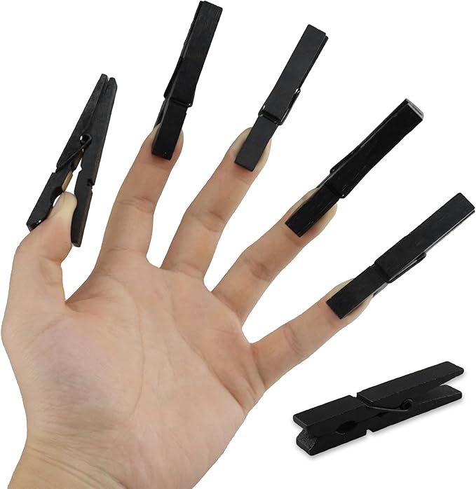HEEHEE 24 PCS 2.83 Inch Black Wooden Clothespins Strong Spring Grip Durable by HEEHEE