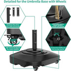Umbrella Base with 5 Wheels, Upgraded 145lb Umbrella Stand Base, Heavy Duty & Windproof, Fillable Umbrella Base Mobile Umbrella Outdoor for Patio, Deck, Poolside, Lawn, Fits Most Sized Umbrellas - Image 6