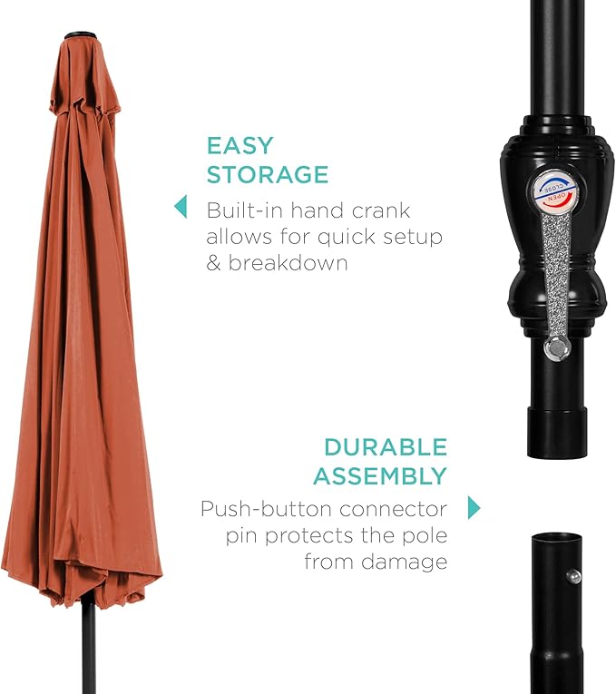 Best Choice Products 10ft Outdoor Table Compatible Steel Polyester Market Patio Umbrella w/Crank and Easy Push Button Tilt - Image 6