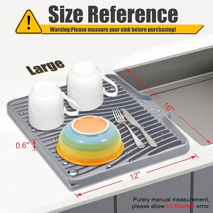 Silicone Dish Drying Mat for Kitchen Counter, Dish Drying Pad, Non-Slip Drain - Image 2
