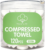 120 Pcs Mini Compressed Towels, Disposable Face Compressed Towel, Compressed by Herb+Life