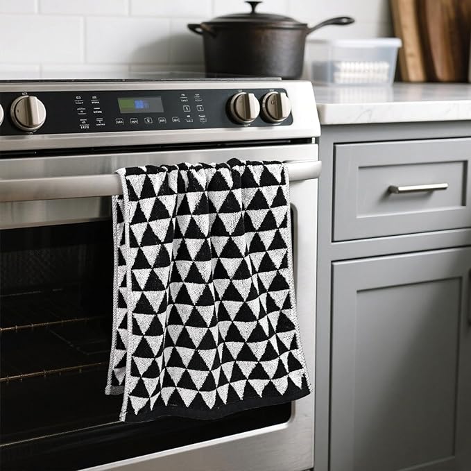 Black Hand Towels for Bathroom & Kitchen, 2 Pack Cotton Quick Dry Towels for - Image 2
