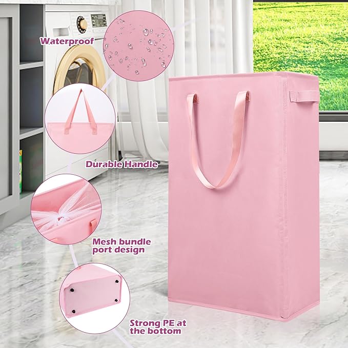 Odonata Slim Laundry Hamper Handles Collapsible Laundry Basket Thin Dirty - Image 5