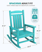 SERWALL HDPE Outdoor Rocking Chair Set of 4, Patio Rocking Chairs, All-Weather Porch Rockers for Adults, Aruba Blue - Image 3