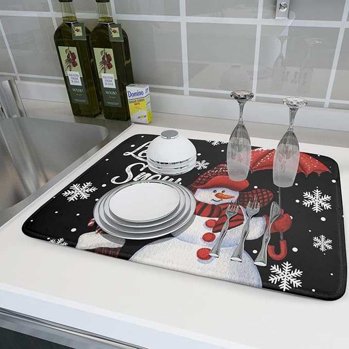 Let It Snow Dish Drying Mat, Winter Dish Drying Mat - Image 6