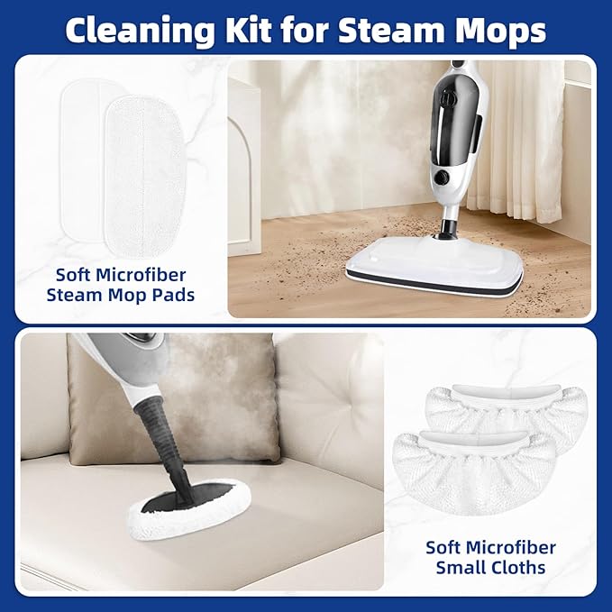 LOVECO 4 Pack Steam Mop Pads + 4 Microfiber Small Cloths Compatible - Image 2