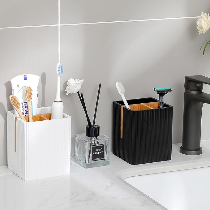 rejomiik Toothbrush Holders for Bathrooms Countertop, 3 Slots Electric Tooth - Image 2