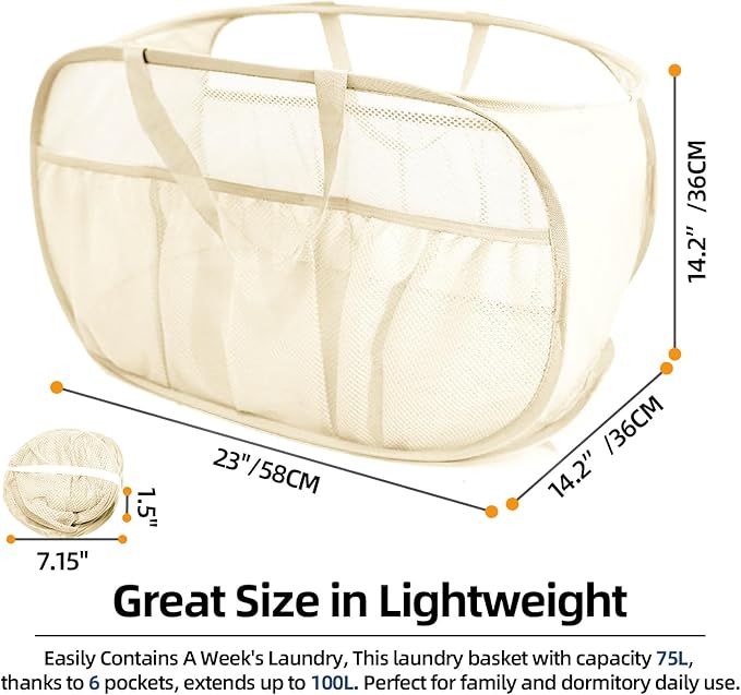 Collapsible Laundry Baskets, Upgrade Pop Up Laundry Hamper - Image 3