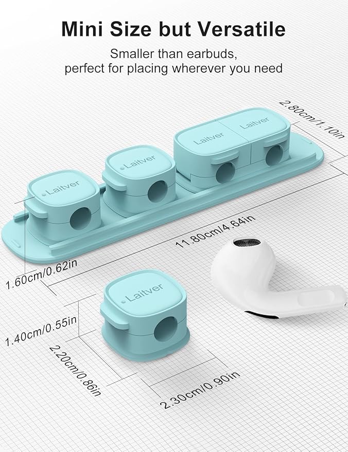6 Pack Magnetic Cable Clips, Laitver Cord Organizer Holder Strong Adhesive Desk - Image 8