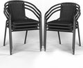 Amopatio Outdoor Dining Chairs Set of 6, Rattan Patio Chairs Wicker, Stackable Indoor-Outdoor Chair, Bistro, Deck, Yard, Porch, Restaurant Stack Chairs, Black by Amopatio