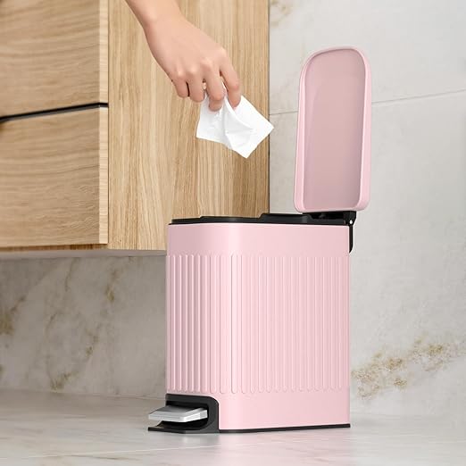 TrashAid Pink Bathroom Trash Can, 1.6 Gallon Stainless Steel Small Garbage Can - Image 7