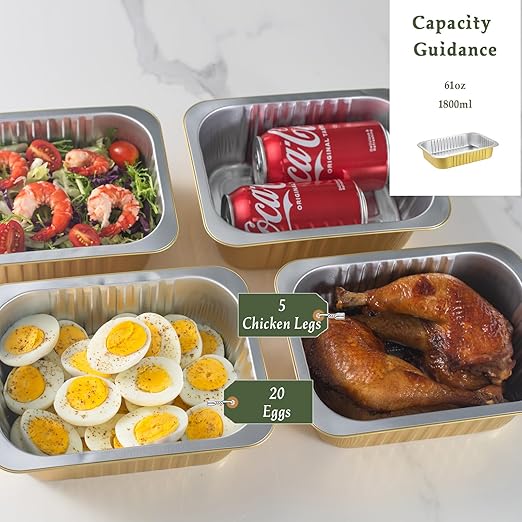 8" x 6" Heavy-Duty Aluminum Foil Pans - Image 2