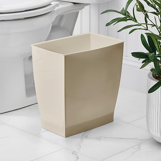 iDesign Small Plastic Bathroom Trash Can, Slim Rectangle Garbage Bin - Image 3