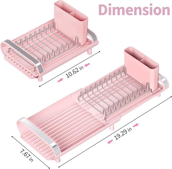 TOOLF Small Dish Drying Rack, Mini Expandable Compact Dish Rack, Slim - Image 9