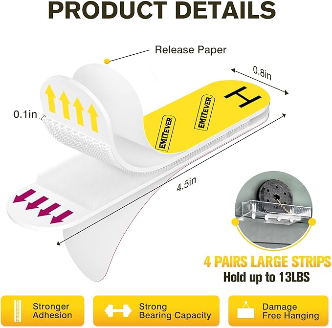 EMITEVER Picture Hanging Strips Heavy Duty, Damage Free Picture Hangers - Image 3