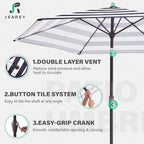 JEAREY 7.5FT Patio Umbrella Outdoor Market Umbrella with 6 Sturdy Ribs, Push Button Tilt/Crank Table Umbrella for Garden, Deck, Backyard and Pool, Black & White Stripe - Image 3