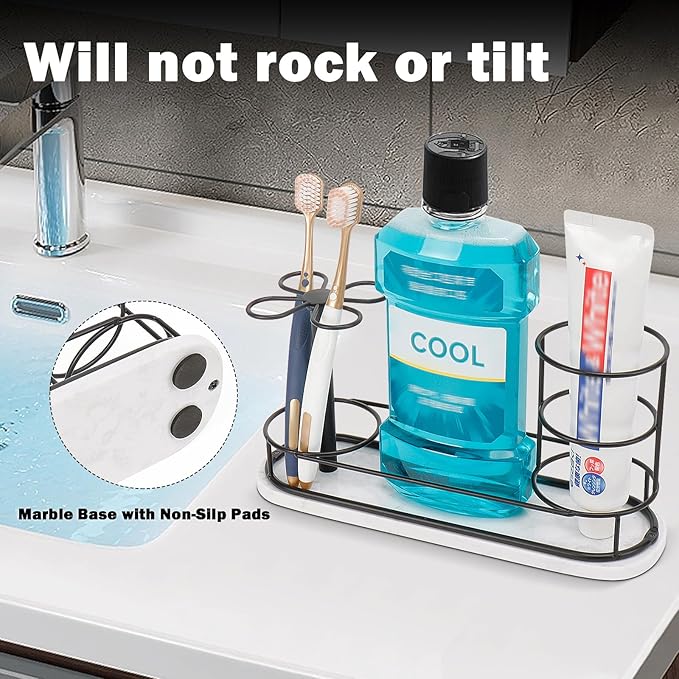 HarJue Toothbrush Holder Stand for Bathroom, Metal Toothbrush Organizer - Image 6