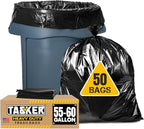 Tasker 55 Gallon Trash Bags | Value 50 Trash Bags w/Ties | Extra Large by Tasker