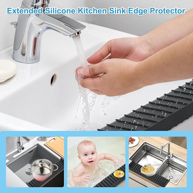 Silicone Sink Edge Protectors 4" x 24", Upgrade Kitchen Sink Splash Guards - Image 6