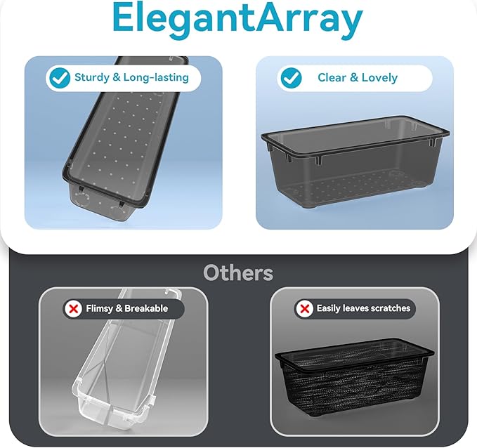 12-Piece Drawer Organizer Set, 4 Sizes Versatile Plastic Vanity Organizer - Image 4