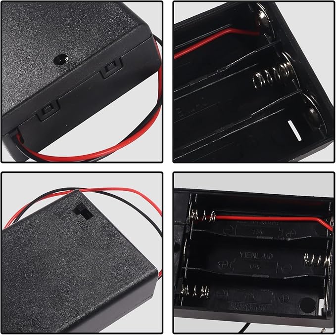 4 Pieces 3 Slots 1.5V AA Battery Case Holder Battery Spring Clip Storage Box - Image 4
