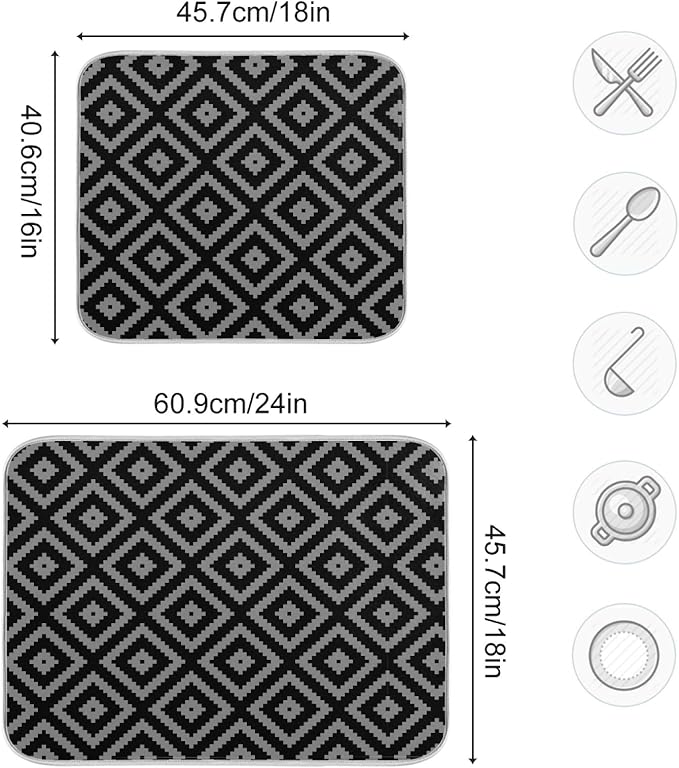 Super Absorbent Dish Drying Mat, Microfiber Fast-Drying Dish Mat, Kitchen Dish - Image 3