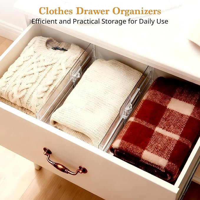 8 Pack 4" High Drawer Dividers for Clothes, 10.6"-16.9" Expandable Drawer - Image 3