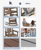 KINGYES Outdoor Rocking Chair Set of 2, High Density Polyethylene Patio Rocking Chairs with 330lbs Support for Adults, Brown - Image 6