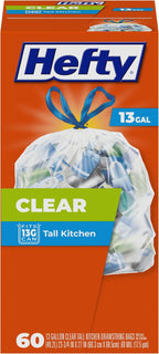 Hefty Clear Trash Bags, 13 Gallon by Hefty