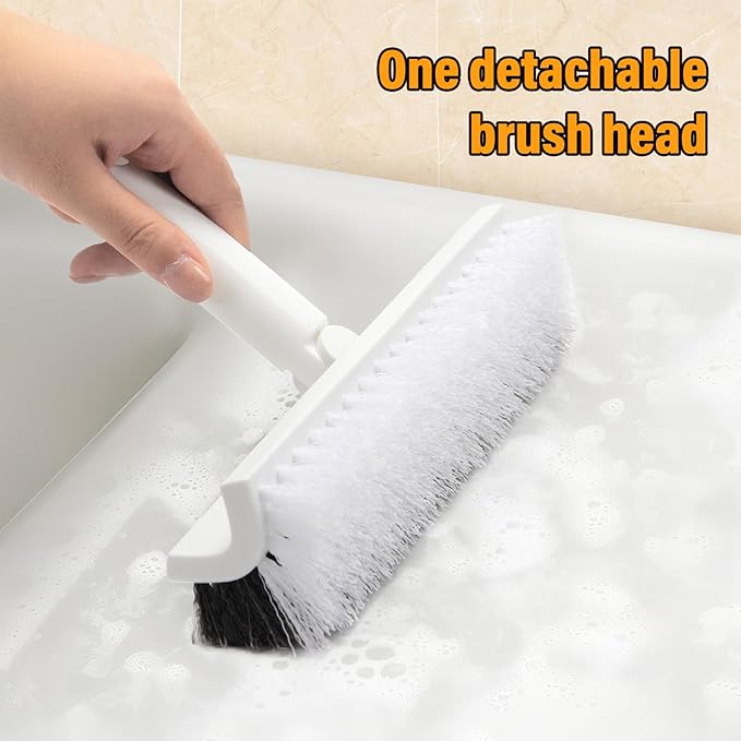 Floor Scrub Brush with Long Handle, Double-Sided V-Shaped Deck Brush, Grout - Image 5