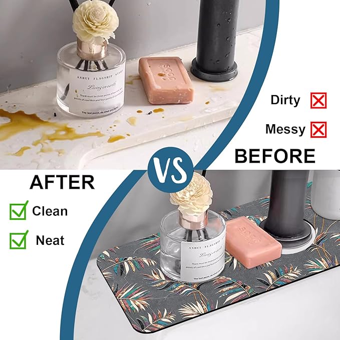 Ceramic Texture Kitchen Sink Splash Guard Faucet Mat Kitchen Tiles Super - Image 6
