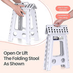 Delxo Folding Step Stool 17.5 Inch White Step Stools for Kids Foldable,Portable Collapsible Step Stool with Handle, Folding Stool for Kitchen Bathroom,Bedroom,Garden - Image 5