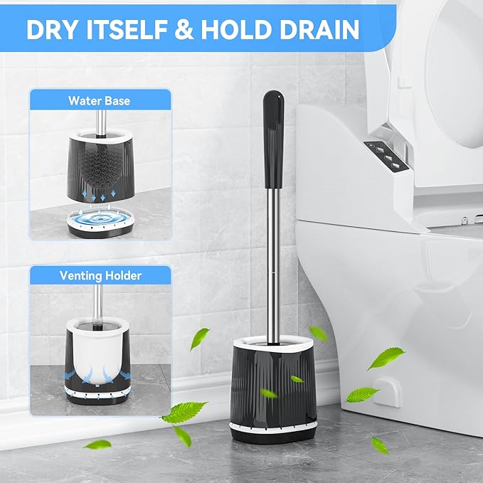 TRENTI Toilet Brush and Holder Set, Ventilated Holder, Compact Toilet Brush Set - Image 2