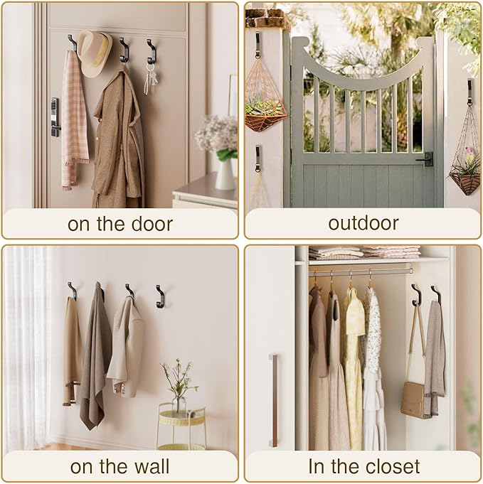 Wall-Mount Coat Hooks, Heavy Duty 30LB Hooks - Image 4