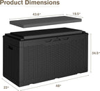 JUMMICO 100 Gallon Resin Deck Box with Cushion, Waterproof Outdoor Storage Box with Lockable Lid for Garden Tools, Patio Cushions (Black) - Image 3