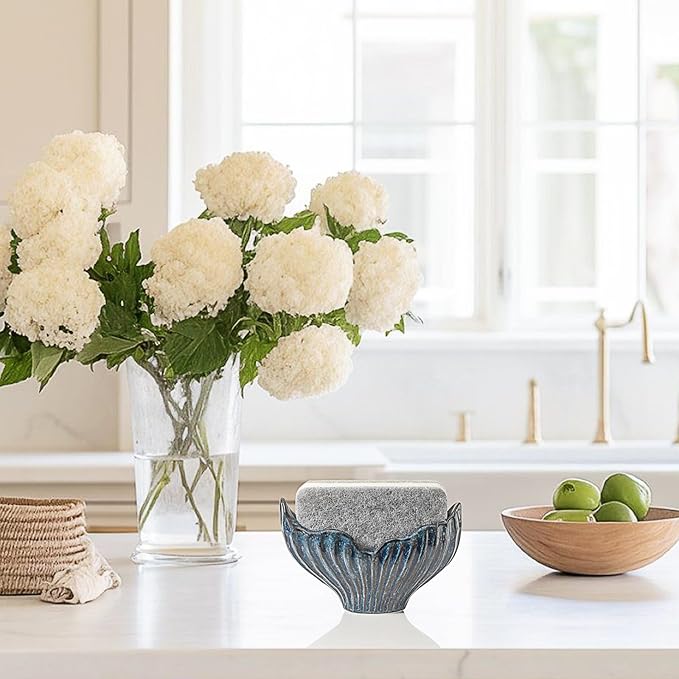 Sponge Holder for Kitchen Sink, Ceramic Sponge Holder - Image 3