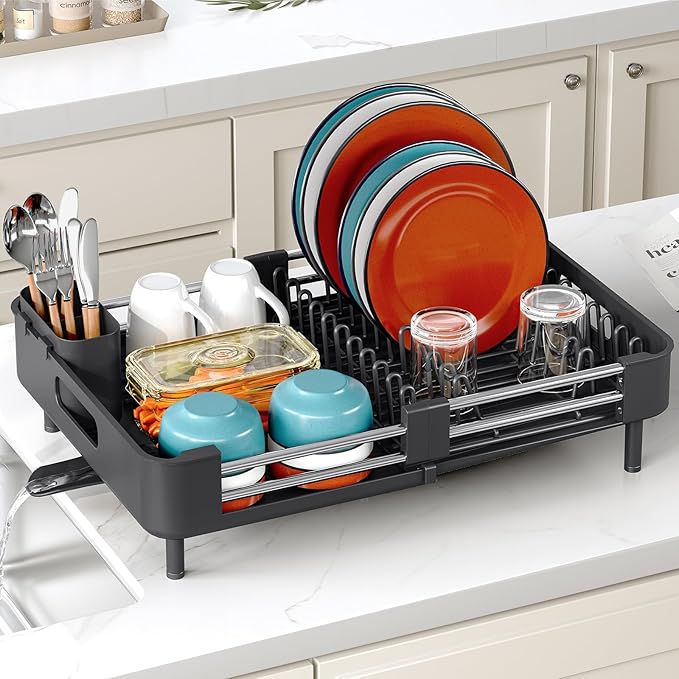 TOOLF Dish Drying Rack with Drainboard, Extendable Dish Rack - Image 8