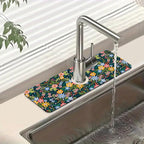 Colorful Flower Sink Splash Guard Faucet Mat Flowers Leaves Super Absorbent by Unknown