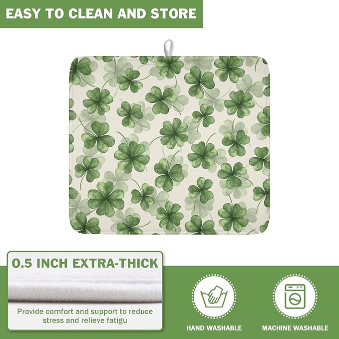 St Patrick's Day Green Clover Dish Drying Mat - Image 4