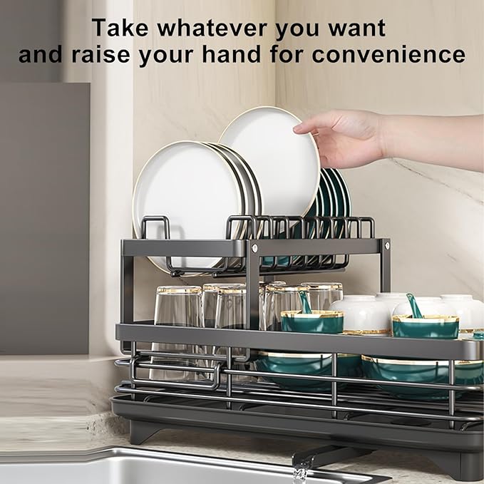 Dish Drying Rack 2-Tier Auto Draining Dish Drying Rack - Image 9