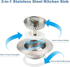 Kitchen Sink Drain Strainer, Stainless Steel 3-in-1 Pop-up Sink Stopper - Image 5