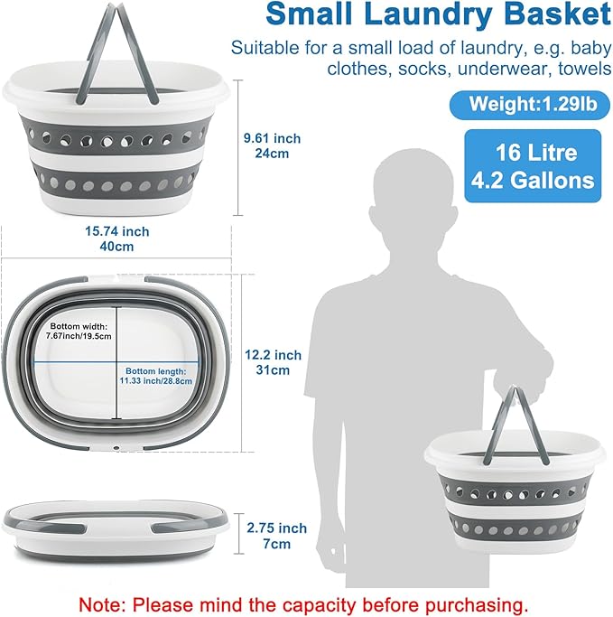 Laundry Basket Collapsible, 16L Small Clothes Hamper Pop-Up Laundry Baskets - Image 2