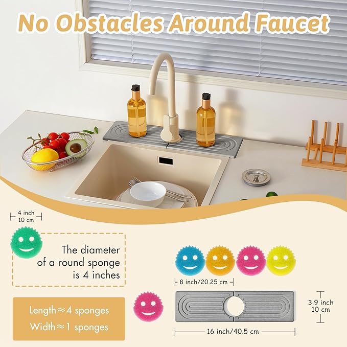Diatomite Sink Protector for Kitchen, Super Absorbent Soap Drying Ttray Sponge - Image 3