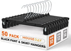 HOUSE DAY Black Pants Hangers 50 Pack, Skirt Hangers by HOUSEDAY