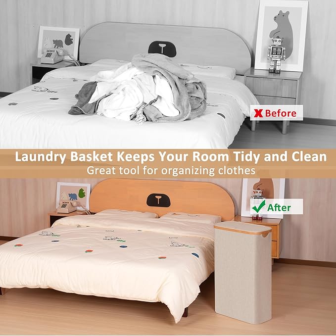 65L Slim Laundry Hamper, Narrow Laundry Basket - Image 3